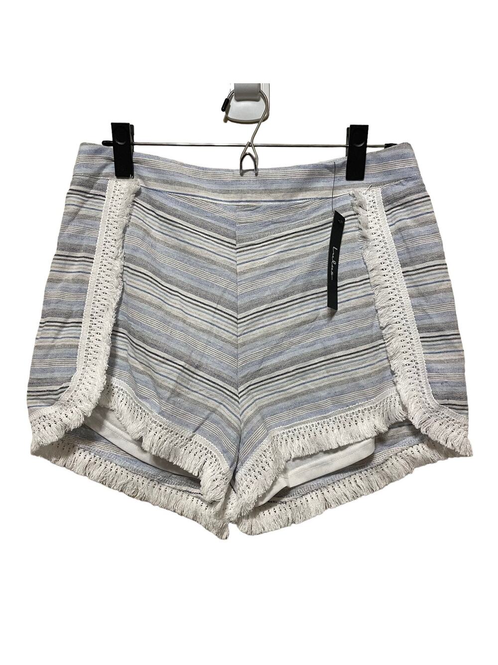 NWT Lulus Savvy Blue and White Striped Fringed Shorts